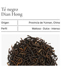 Hojas de té negro Dian Hong de Yunnan, China