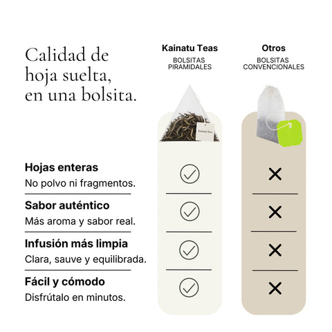 Calidad de hoja suelta en bolsita piramidal de té Verde Jazmín